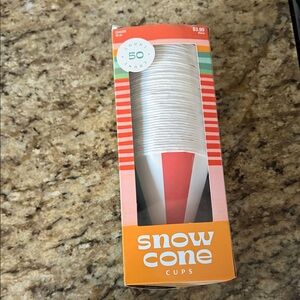 Snow Cone Cups - 50 Count - Red and White